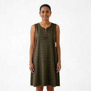 Liz Claiborne Olive Green Knit Top with V-Neck